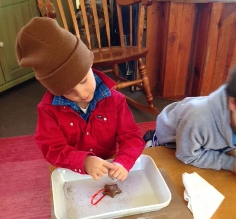 Crafting gingerbread stars during handwork- a time of focus, or 'in-breath'.