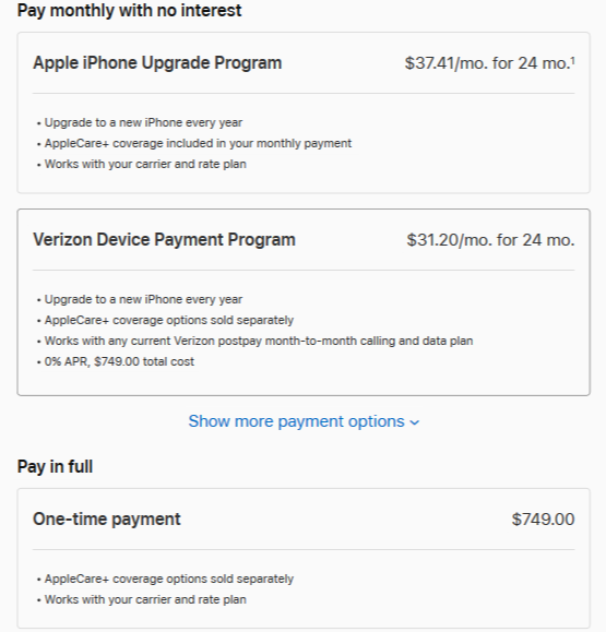 iPhone Payment Plans