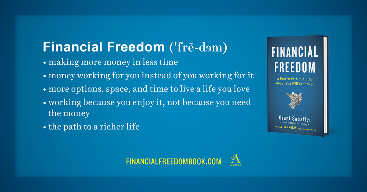 Definition of Financial Freedom by Grant Sabatier of Millennial Money
