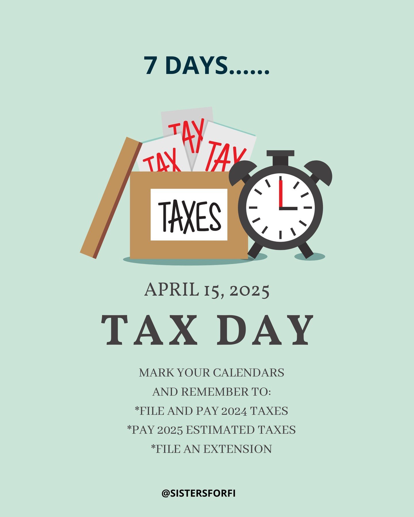 Reminder that a week from today is #TAXDAY2025. They still haven't done away with it (yet) so get to it if you haven't started.

#mamaswithmoney #personalfinance #taxseason