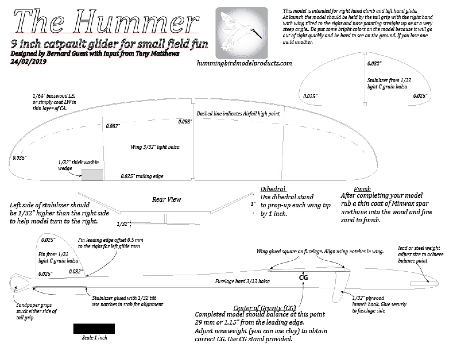 Basic "Bee" Hummer  Catapult Glider