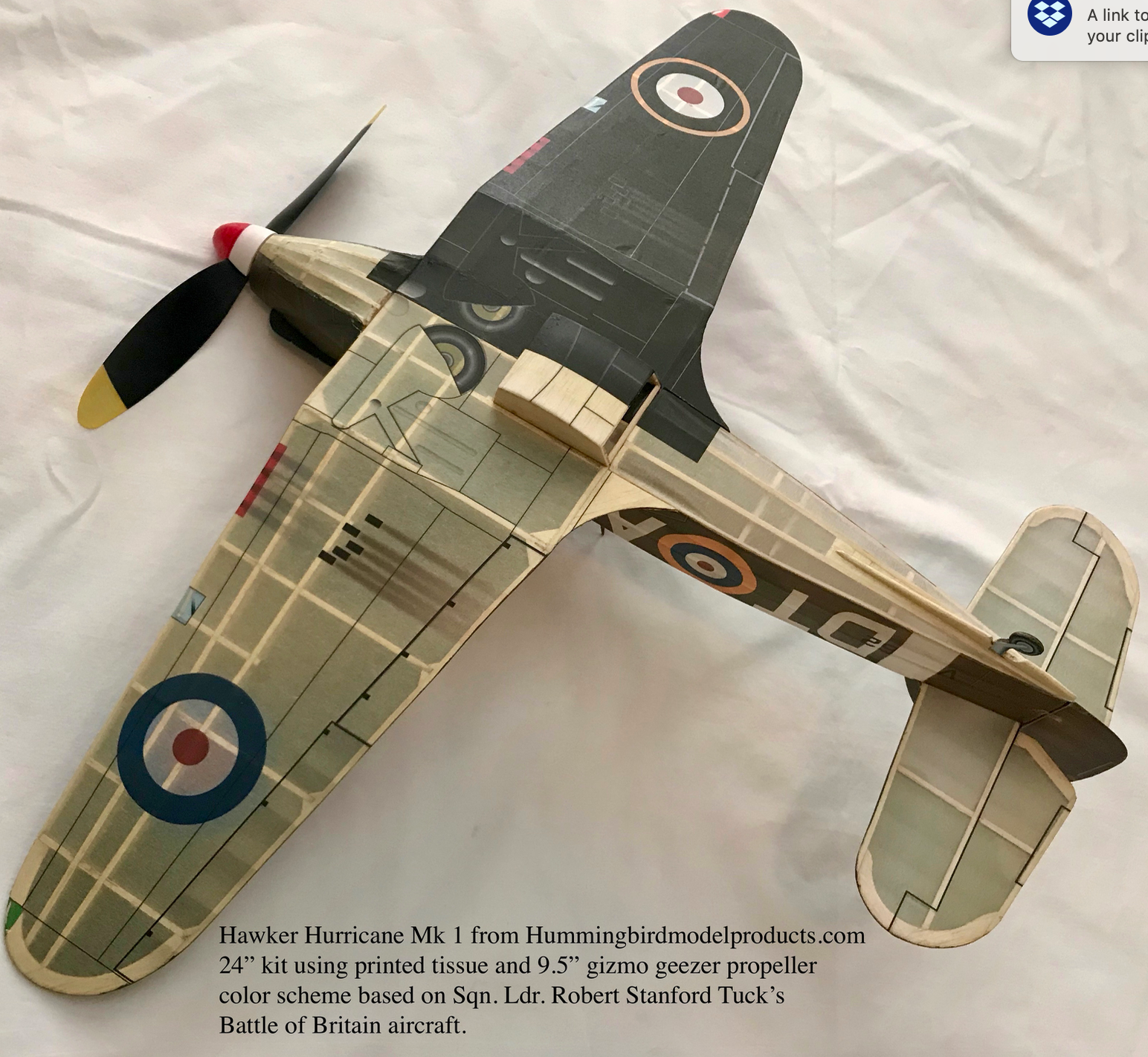 Tissue Art for Stanford Tuck Hurricane Mk 1
