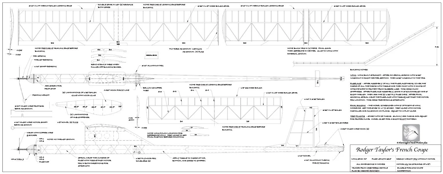 This is a digital plan for Roger Taylor's French Coupe