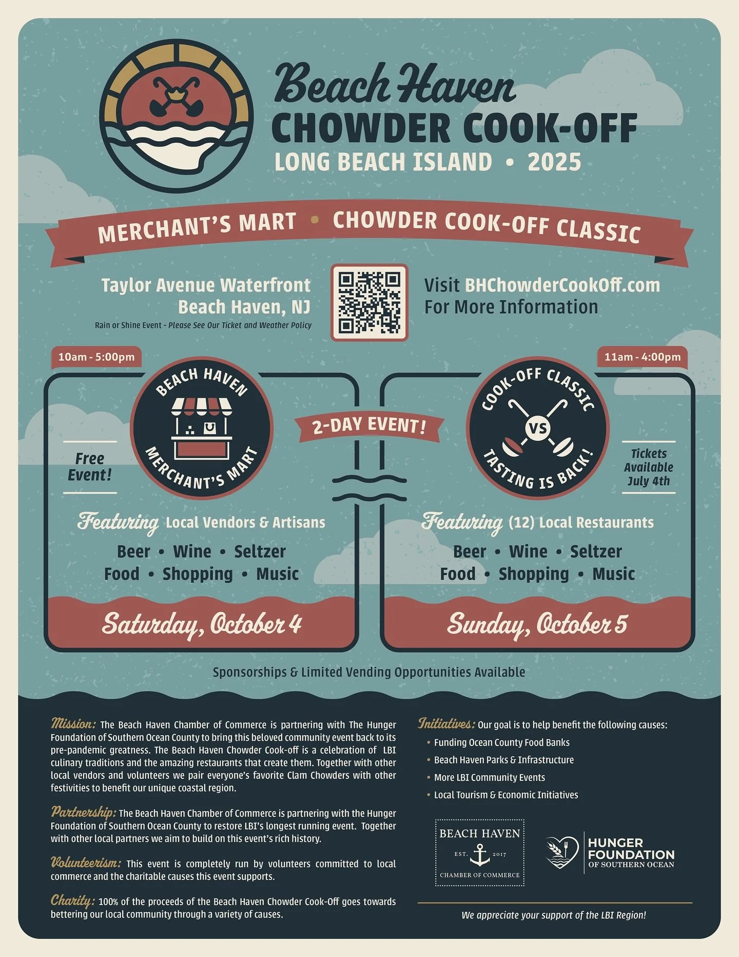 The 2025 @bhchowdercookoff is closer than you think!&nbsp;🎉

Click the link in our bio to purchase your ticket for Sunday, 10/5 (the ticketed cook-off classic where you will get to taste and vote on your favorite red and white chowder entries)!&nbsp