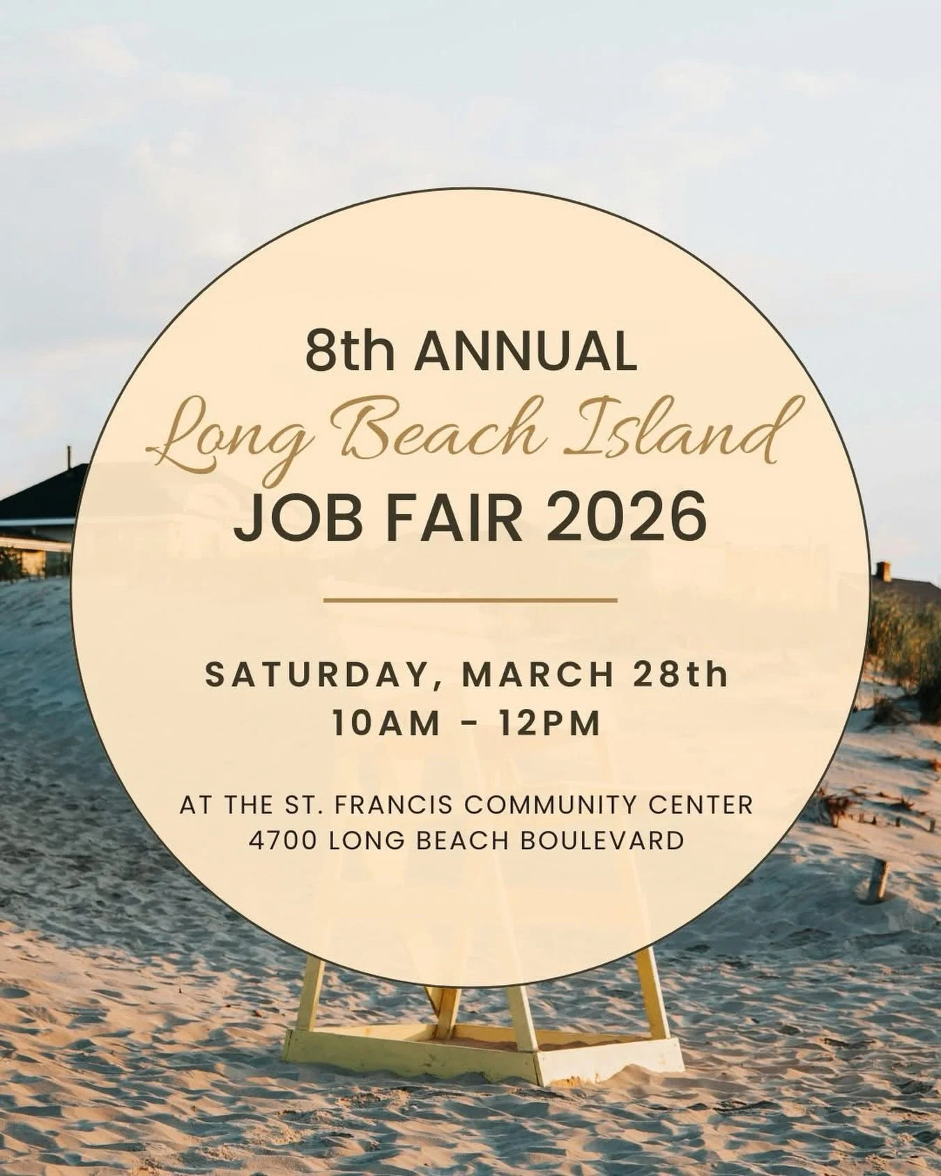 Mark your calendars for the 8th Annual LBI Job Fair! 💼

👉When: Saturday, March 28th from 10am-12pm&nbsp;
👉Where: St. Francis Community Center!&nbsp;

Part-time, full-time, seasonal and year-round positions will be available!