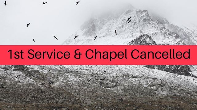 Hey Church Fam! 1st service and Chapel will be cancelled tomorrow, January 20, 2019.
•⠀⠀⠀⠀⠀⠀⠀⠀⠀
We hope you’ll join us for either the 9:45 or 11:00 service, but of course, do what is best and safest for you family. You can catch us on our livestream if you choose to stay home.
•⠀⠀⠀⠀⠀⠀⠀⠀⠀
#hccrobinson
