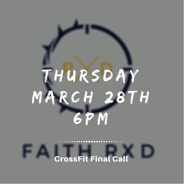 Hey church fam! Our friends at @crossfitfinalcall are hosting another FAITH RXD tomorrow at 6:00. This is an opportunity to exercise your body and your faith while building community among other believers in our community. Anyone is welcome.
•
Pro-tip: Invite a friend who doesn’t know Jesus. Attending something like this may be less intimidating than church.
•
#hccrobinson #crossfitfinalcall #faithrxd #wereach