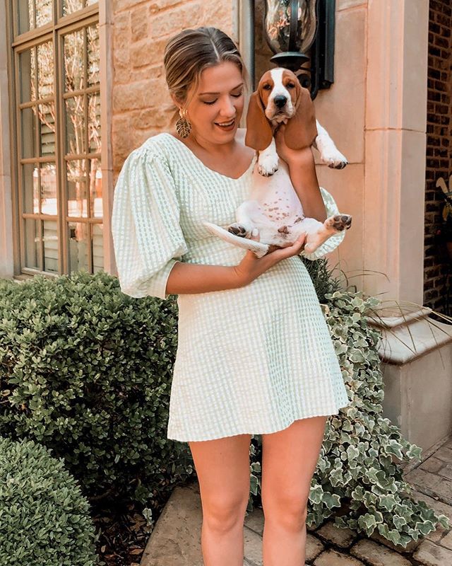 puff sleeves + puppies ✖️ this little number is currently 30% off and perfect for springtime #liketkit #LTKunder50 #LTKsalealert @liketoknow.it http://liketk.it/2ByTK
