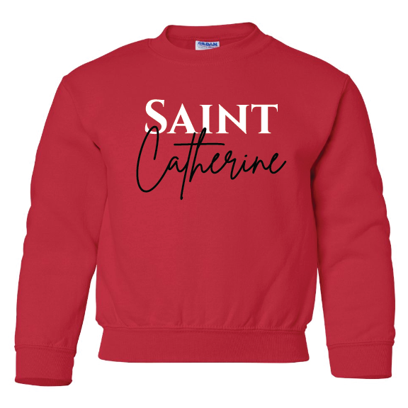 Saints - Gildan Youth Heavy Blend Crew Sweater - 18000B/Red (Catherine)