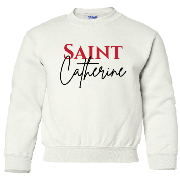 Saints - Gildan Youth Heavy Blend Crew Sweater - 18000B/White (Catherine)