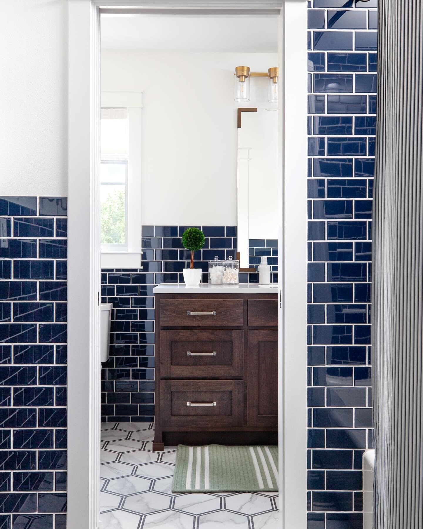 Durability &amp; function is the motto of this boys bathroom! We dreamt of this tile coming to life and it was even better than expected. 
.
.
Photography | @jillockhardtblaufuss