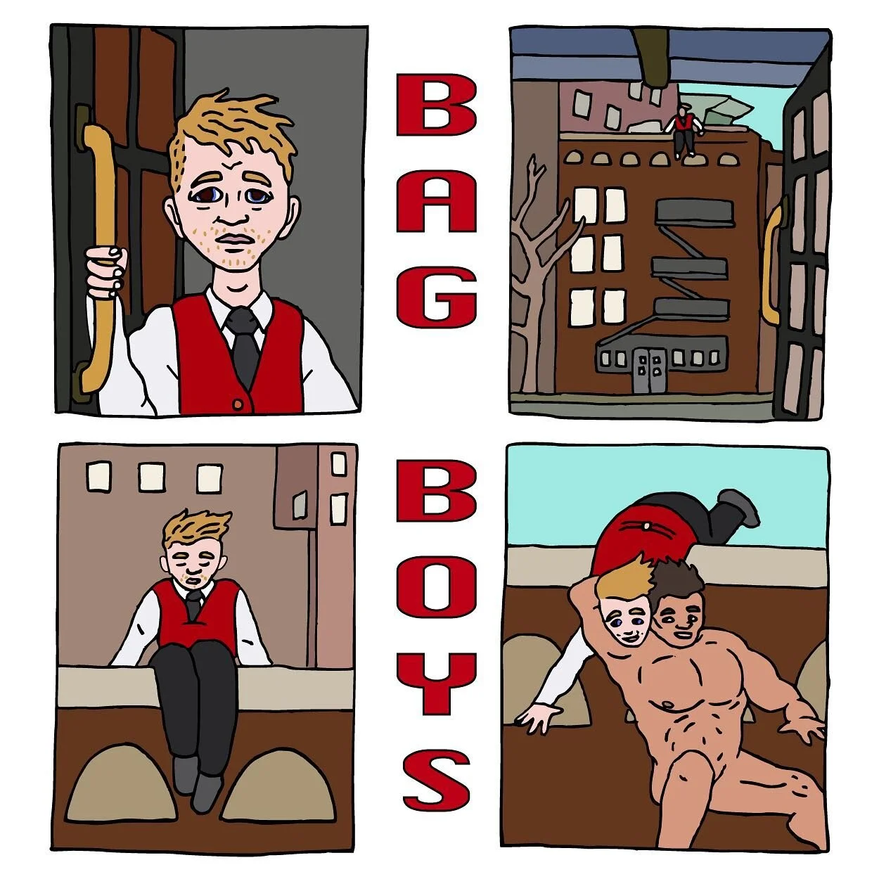 Bag Boys: Episode 2 
#bagboys #bellman #hotel #serviceindustry #Art #artwork #sketch #sketchbook #illustration #drawing #comic #comics #inspiration #motivation #memes #memes #humorquotes #darksurrealism #surrealmemes #surrealismo #neature #artistic_a