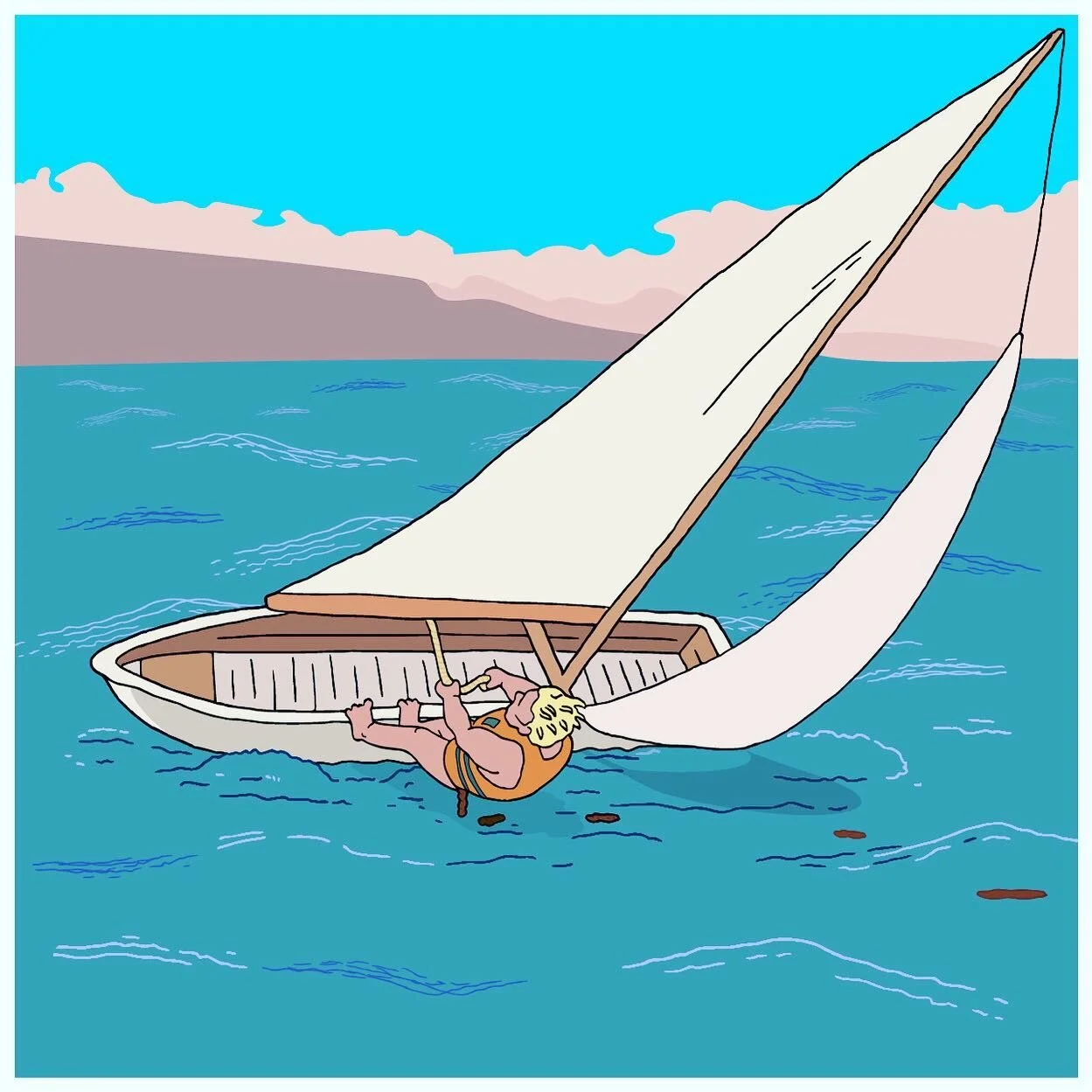This is a still from a rejected diarrhea medicine commercial pitch I was a part of in 2001. During this time @mentos style ads were all the rage and the idea was to show a man defecating off the side of his boat followed by a scene in the drug store 