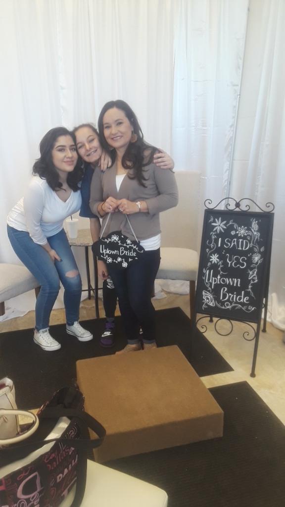 family and friends at bridal salon