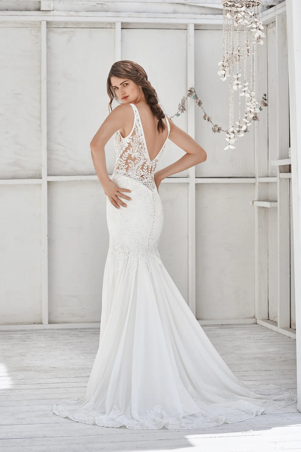 slim fit dress slacks Svetla Strapless Floral Applique Fit & Flare Bridal Wedding Dress Off White & Nude / 4 USA