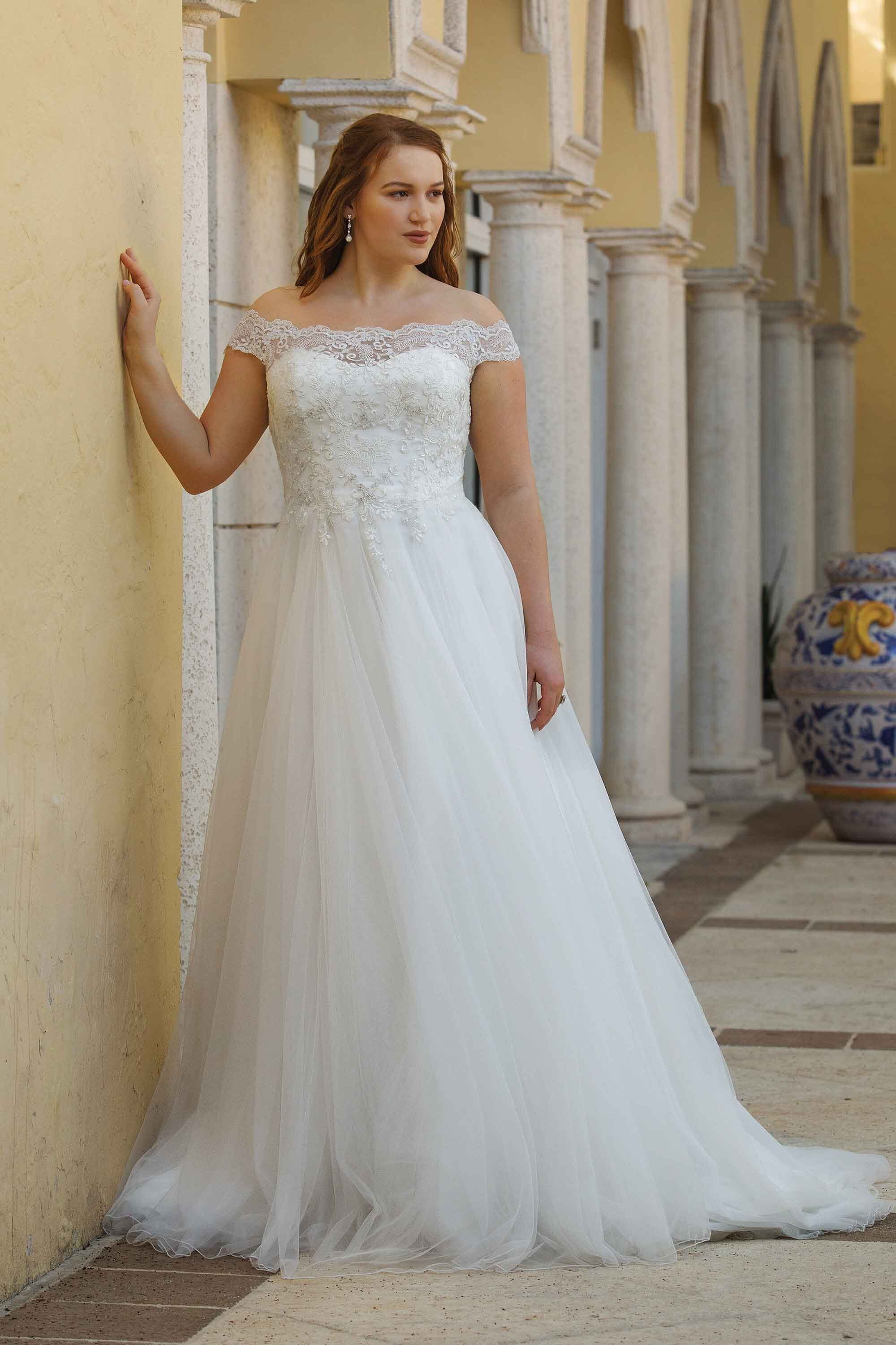 Retro wedding dresses off the shoulder short sleeve A-line satin traditional  bridal gowns with sweep train – Dbrbridal