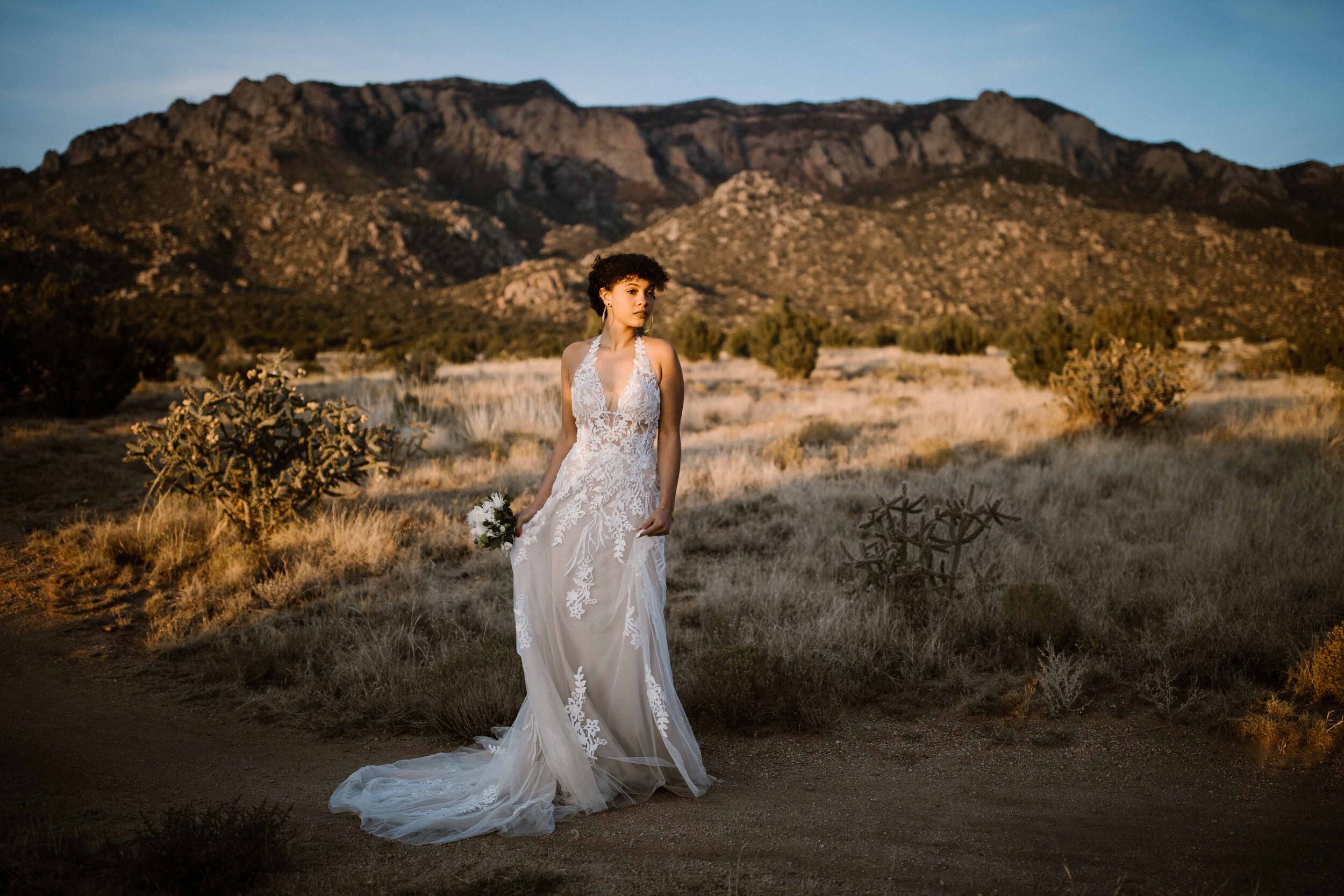 Flowing train on a wedding gown