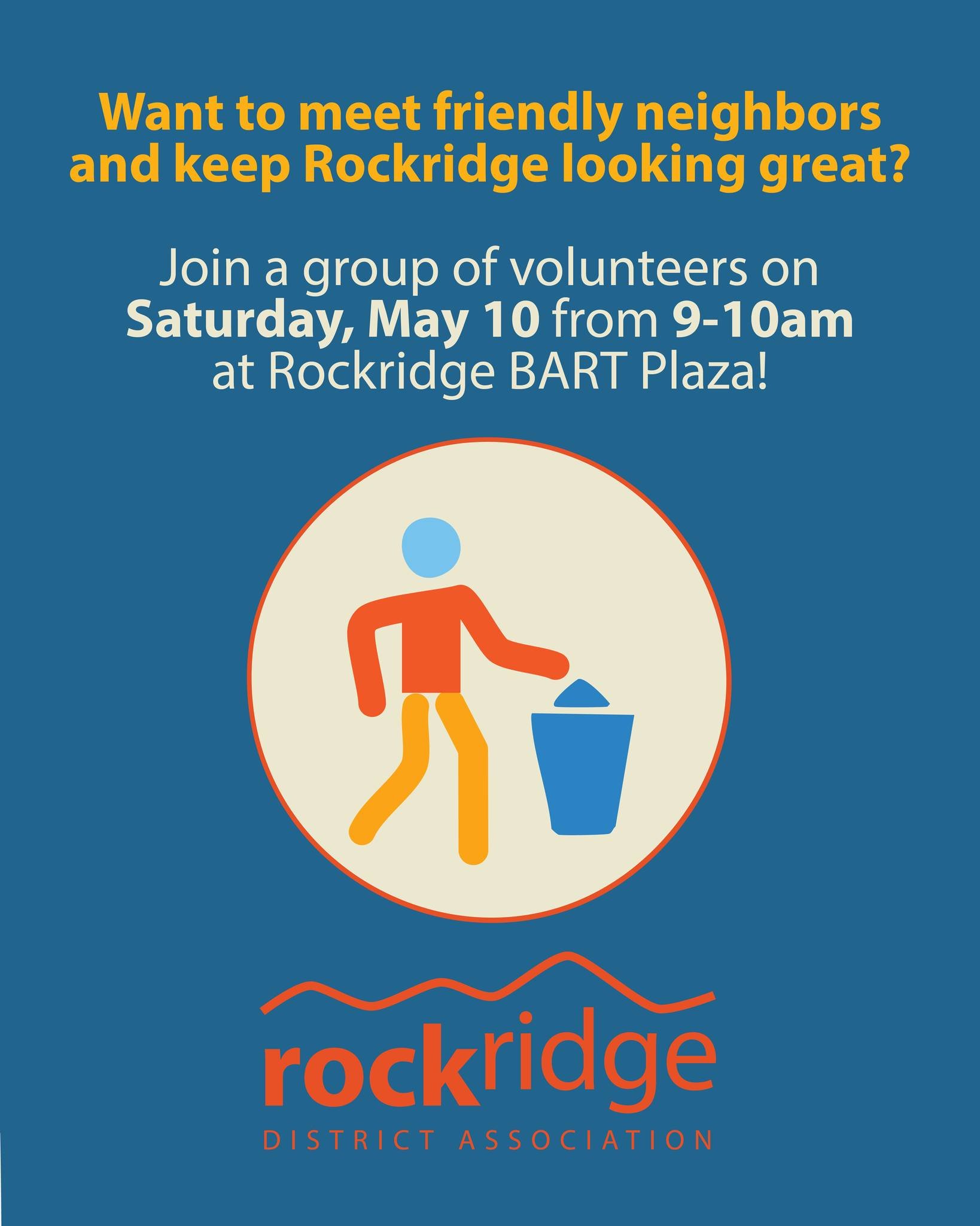 Want to meet friendly neighbors and keep Rockridge looking great? Join a group of volunteers on Saturday, May 10 from 9-10am at Rockridge BART Plaza. 🥰
The Rockridge Business District Association (RDA) is launching a neighborhood cleanup crew and y