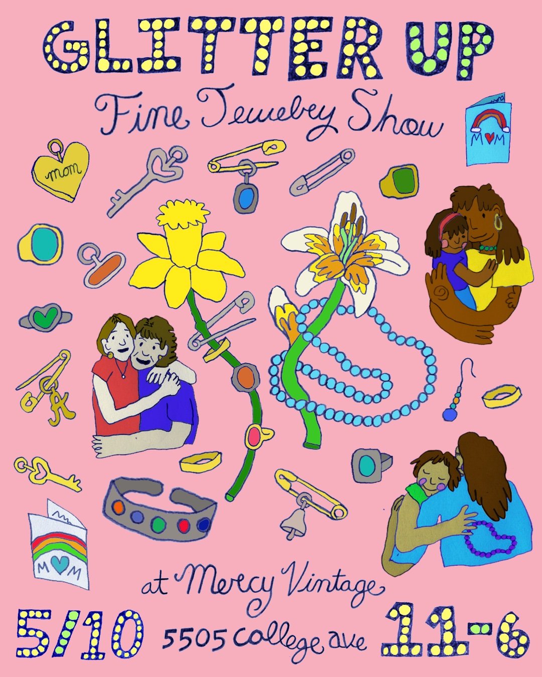 This Saturday is the BIG Rockridge Sidewalk Sale with sales, pop ups, art shows, yard sales, Indie Food Fest, and more! Be sure to swing by Mercy Vintage for their Glitter Up Fine Jewelry Show while you're strolling the district.
We'll see you on S