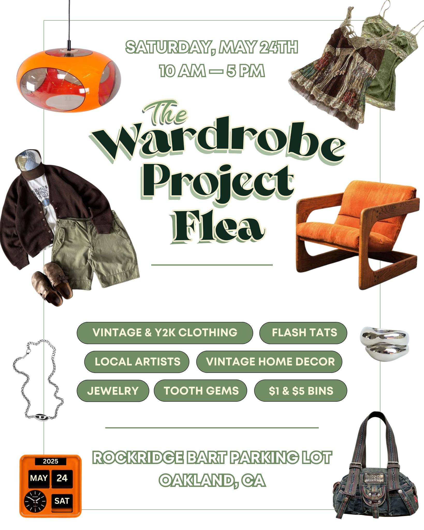 The Wardrobe Project Flea ☀️ returns on Sat May 24 (10am-5pm) at Rockridge BART! Y2K & vintage clothing, vintage home decor, jewelry, flash tats, photo booth, tooth gems, local artists & more!
#visitoakland #sfbayarea #vintageshop #fleamarke