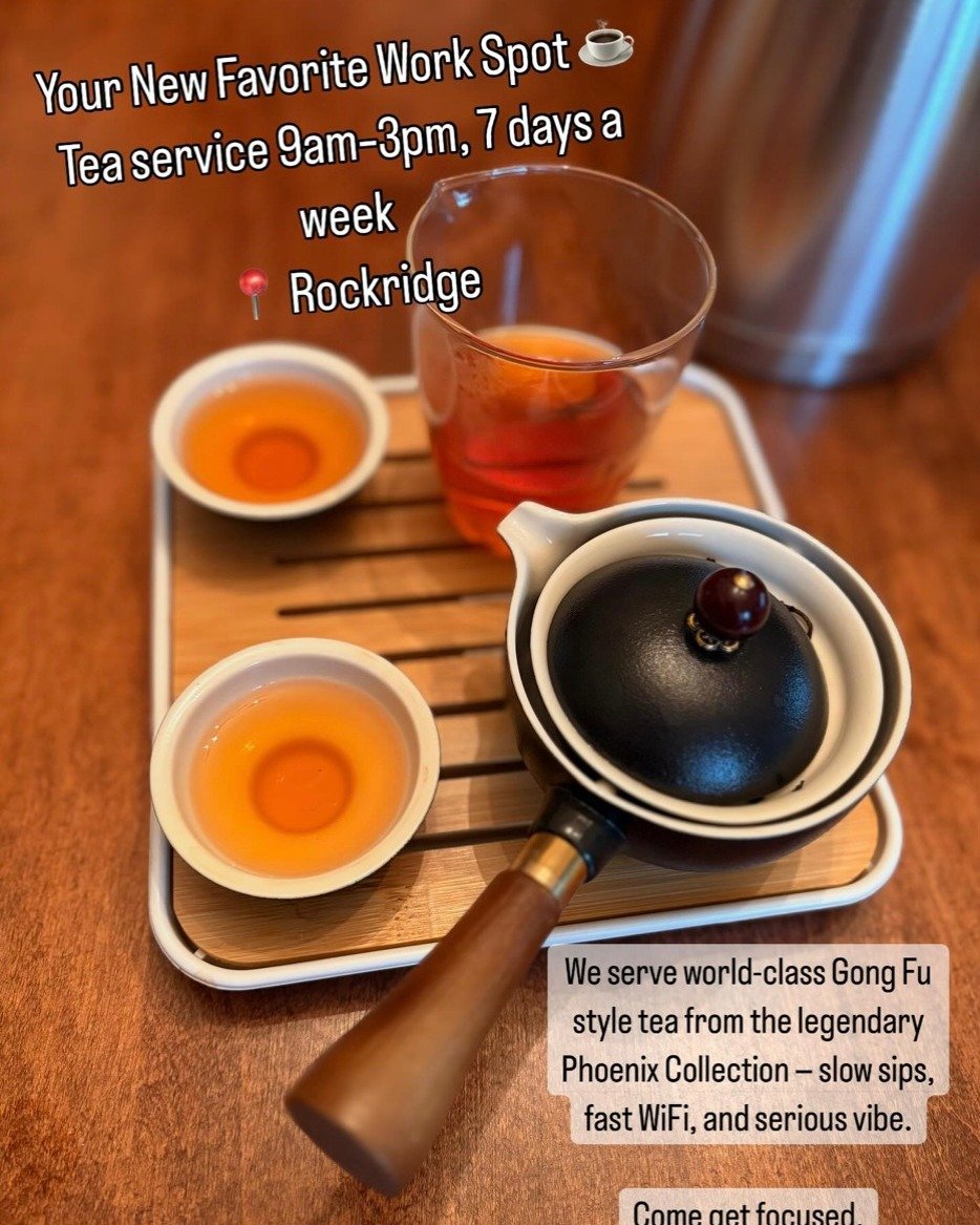 Your new favorite work spot ☕️ with tea service ☕️ from 9am–3pm, 7 days a week is The RIC, 5515 College Ave. They serve world-class Gong Fu style tea from the legendary Phoenix Collection! Get focused with slow sips, fast WiFi, and serious vibe