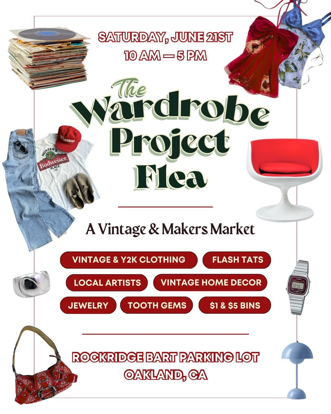 This Saturday the Wardrobe Project Flea returns to the BART parking lot from 10am-5pm. Come get your vintage wares and maker treasures, then stick around for exceptional dining, shopping and pampering in Rockridge!
#fleamarket #rockridgeoakland #roc