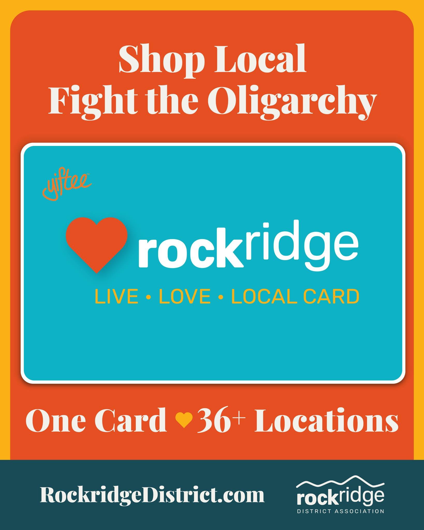 Introducing the Rockridge Card, an e-gift card accepted at over 36 restaurants, shops, salons, and more in Oakland's Rockridge District. Put your values at the heart of your gift... because you live, love, local.
Give the Rockridge Card today 👍🏾 (