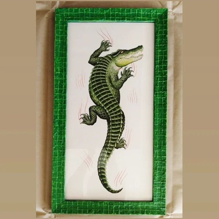 We recently completed this awesome, custom &quot;Gator Frame&quot; for this awesomely cool alligator print! 

This was a piece requested to be done as a framers choice, and Lance, the master framer here at the shop, did wonderful handiwork, as usual!