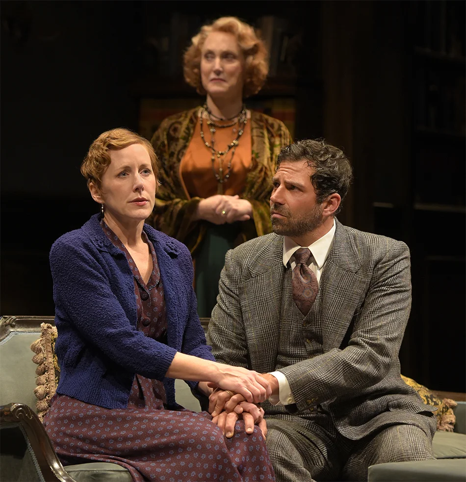 (l to r) Sarah Agnew (Sara Muller), Caitlin O’Connell (Fanny Farrelly), and Elijah Alexander (Kurt Muller) in Lillian Hellman’s 'Watch on the Rhine' at Berkeley Rep. Photo: Kevin Berne