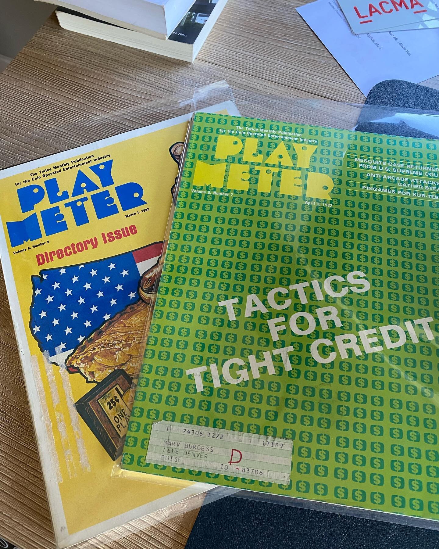 A few more &quot;Play Meters&quot; arrived today. We're working on a project that maps #arcades and arcade spaces in Los Angeles 1979 - 1986 and these have been an invaluable source of route operator/distributor information. Unfortunately, many have 