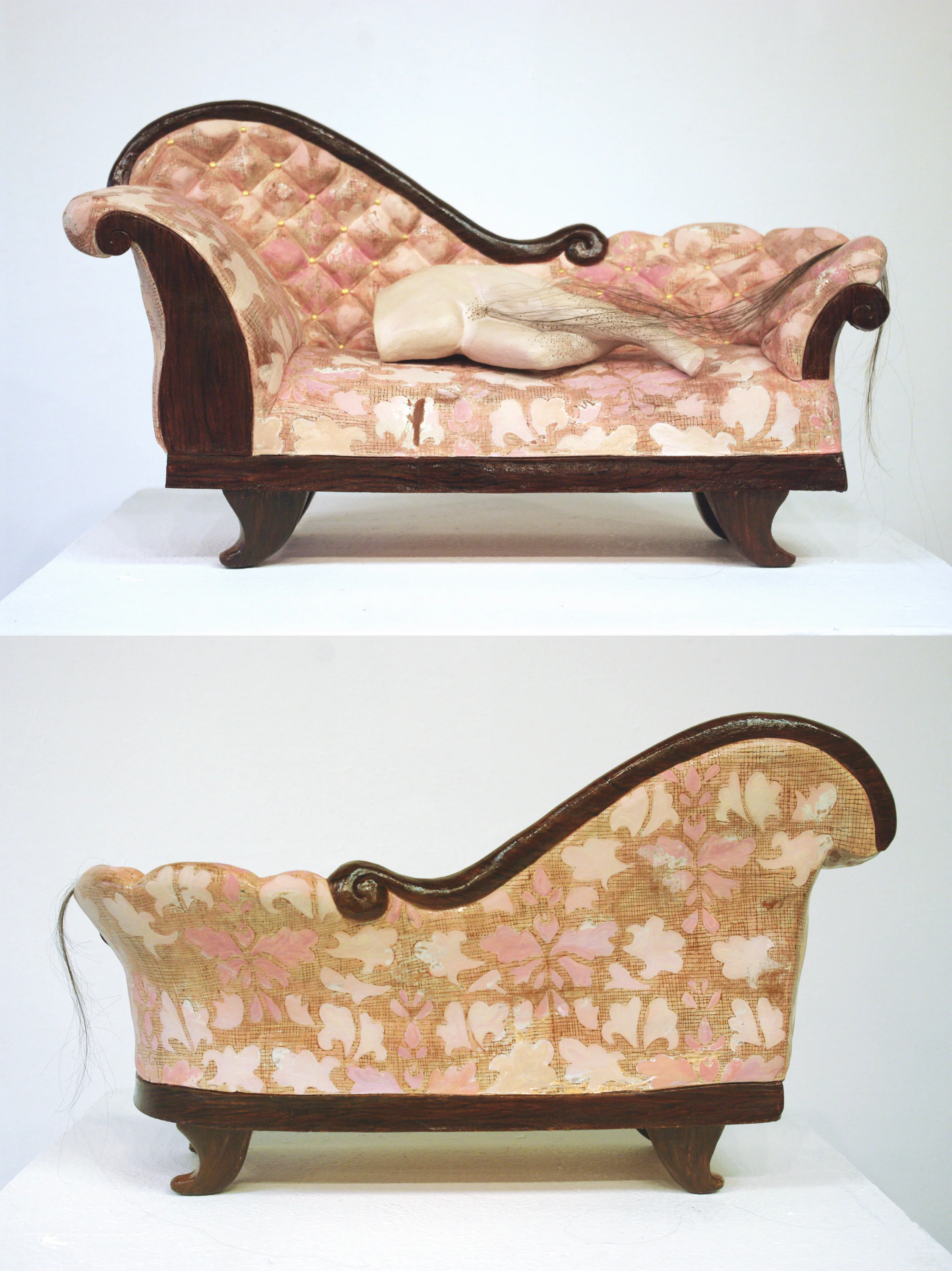   Dainty as Fuck ,&nbsp;Cone 04 earthenware, underglaze, acrylic, human hair, 2016 