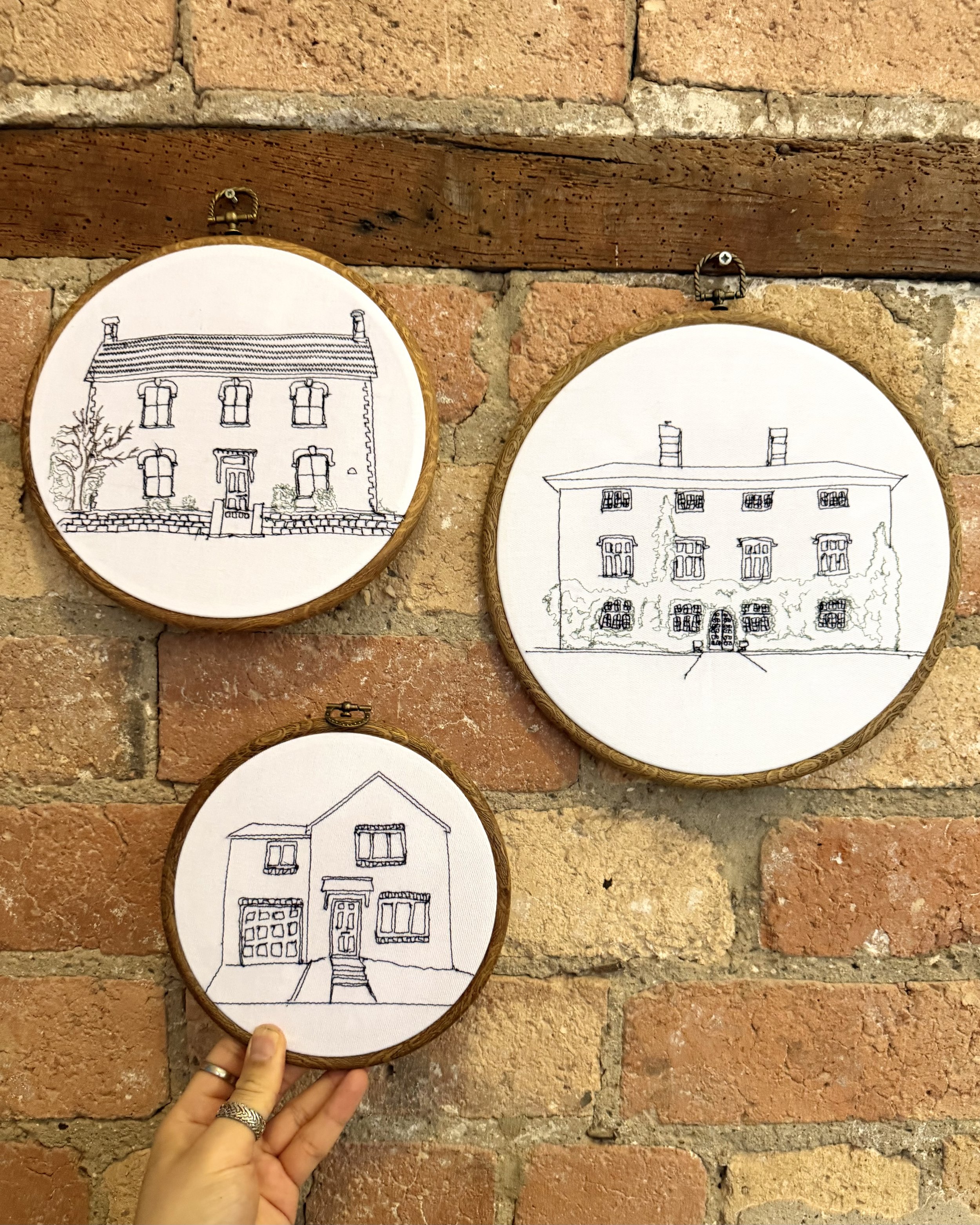 NEW Line Drawing House - Custom Made Embroidery Hoop