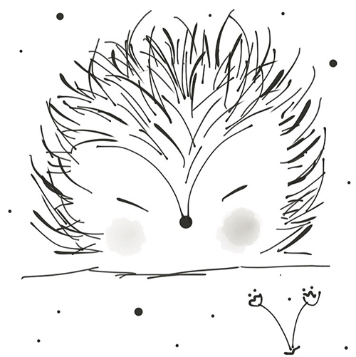 hand drawn sleepy hedgehog illustration