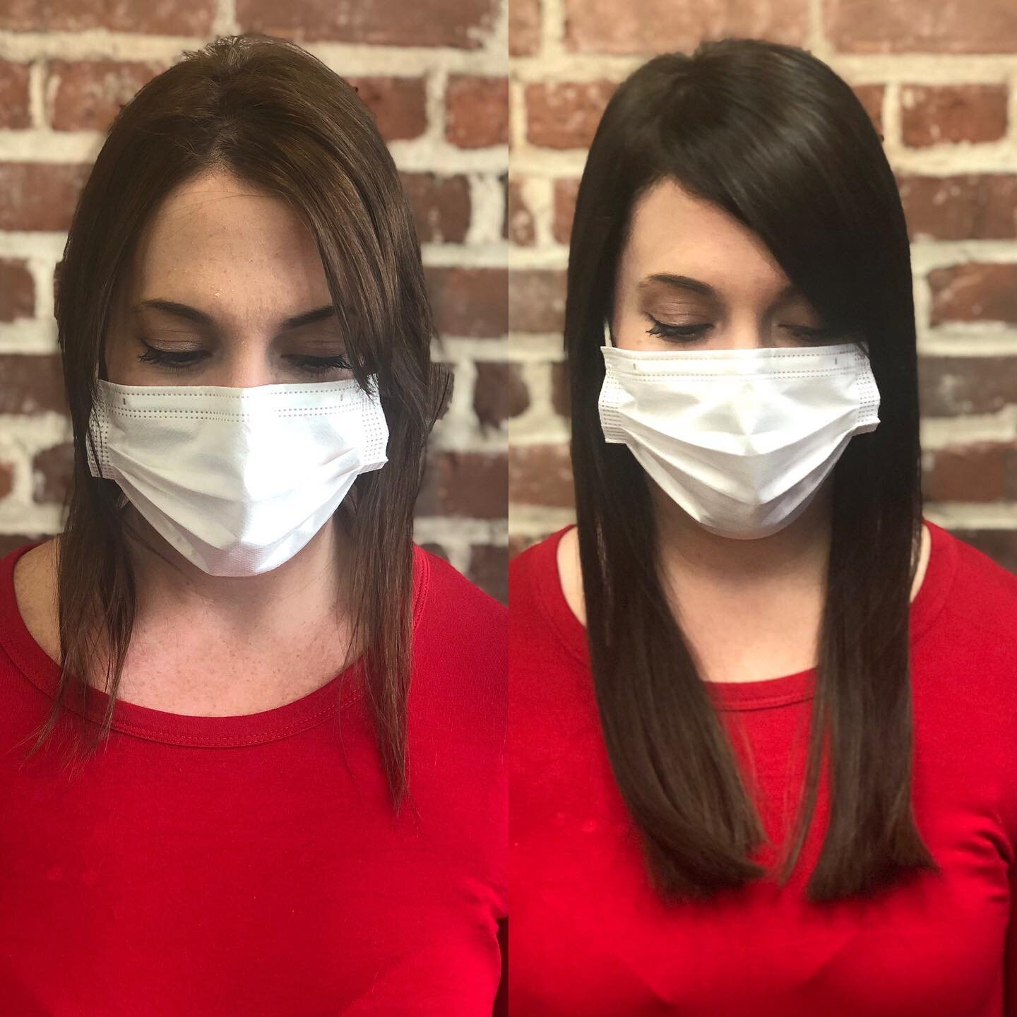 Swipe for more angles! What a difference some @greatlengthsusa hair extensions and a new color can do for your self confidence. We added 14inches of @greatlengthsusa tapes to the lovely lady for a very merry Christmas 🎄