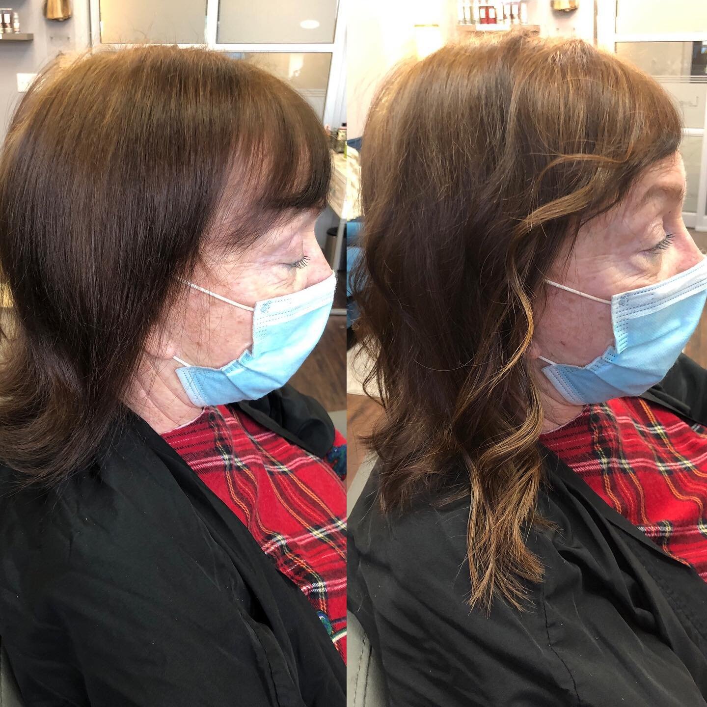 Some 2021 extension love at ya. We used one bundle of @greatlengthsusa hair extensions to add volume to the sides of this client. I really loved how it filled in her bang area!