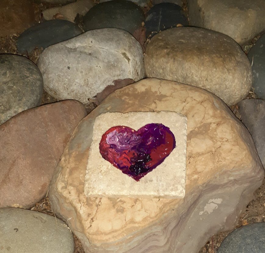 love is everywhere 5 of 8, 10 2020, photography  set of 8 images oil on travertine, items in my yard,.jpg