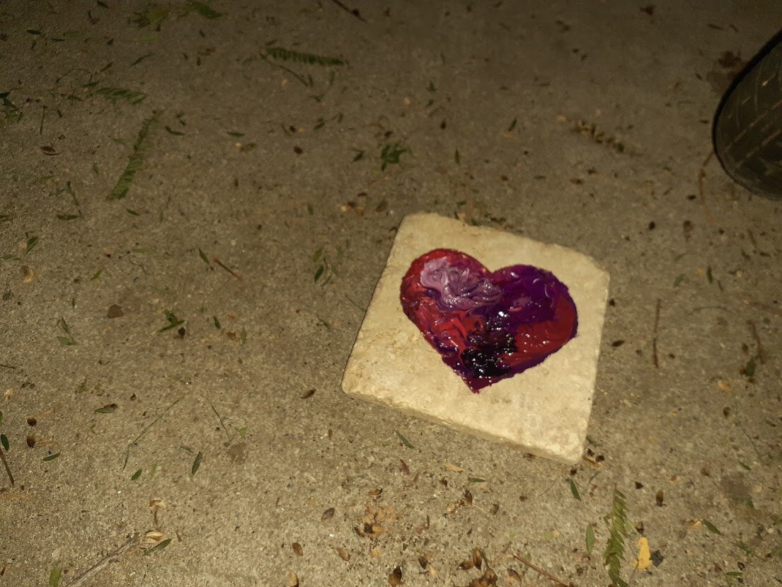love is everywhere 3 of 8, 10 2020, photography  set of 8 images oil on travertine, items in my yard,.jpg