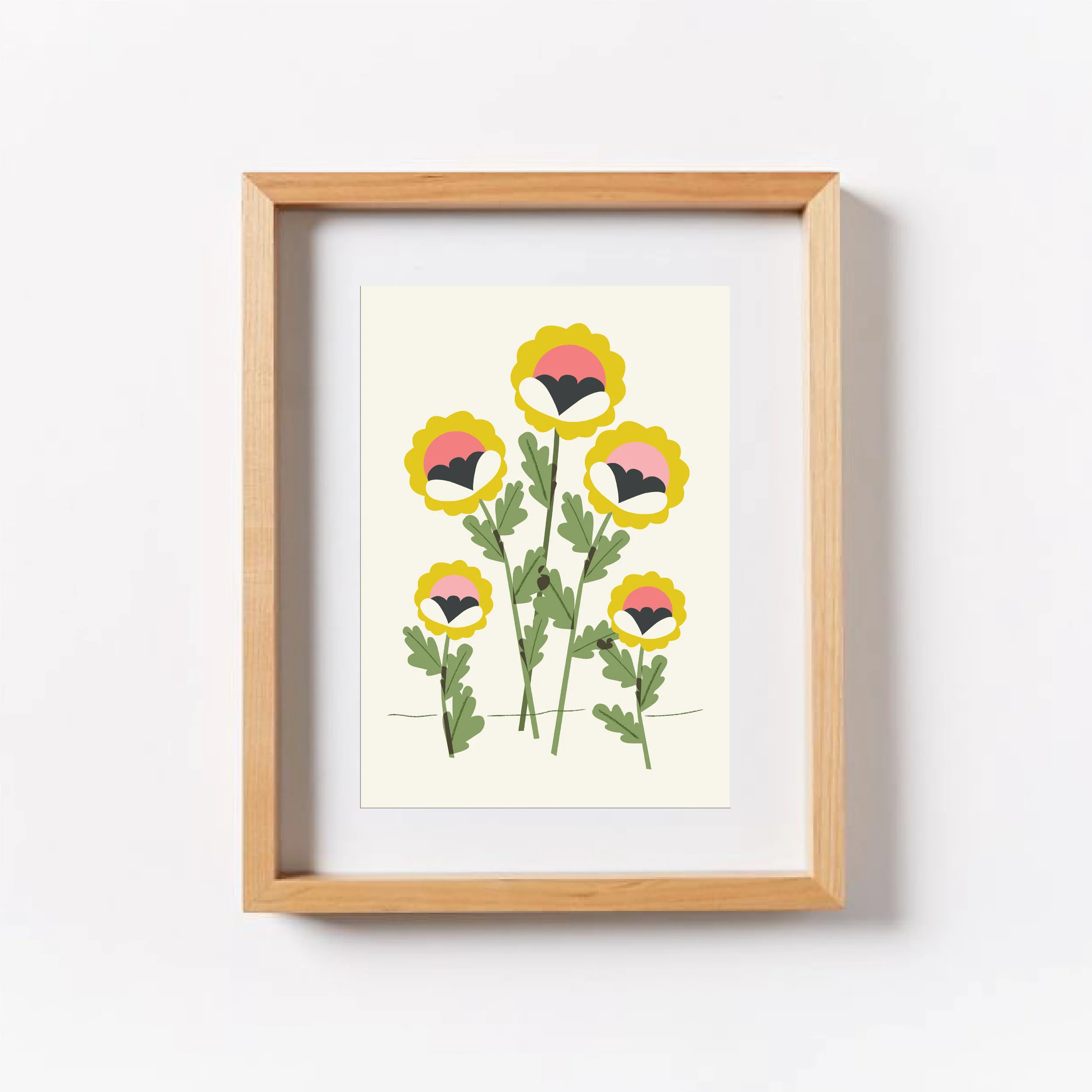 Folk Flower Art Print, Cheerful Floral Art
