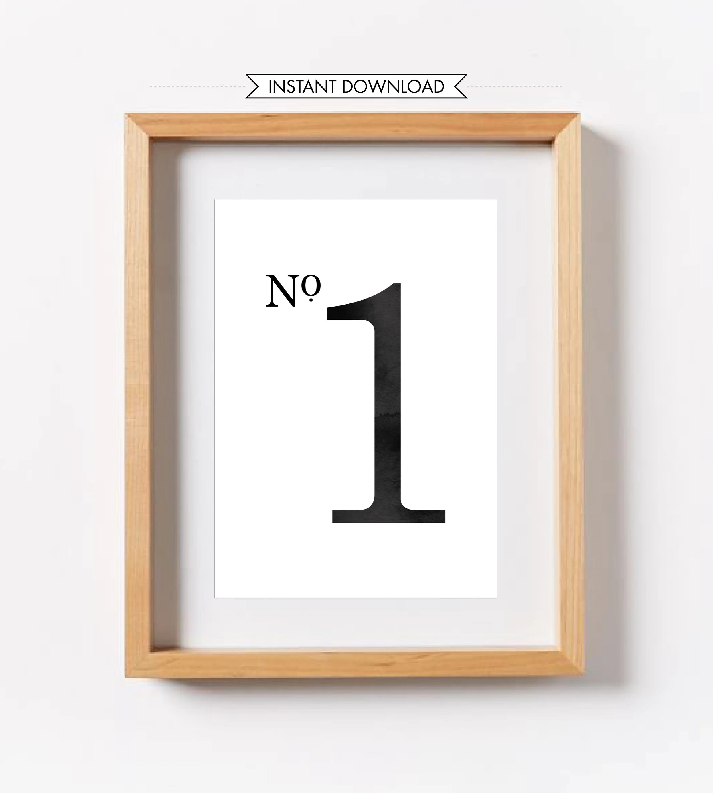Number 1 PRINTABLE Art, Black and White Wall Art