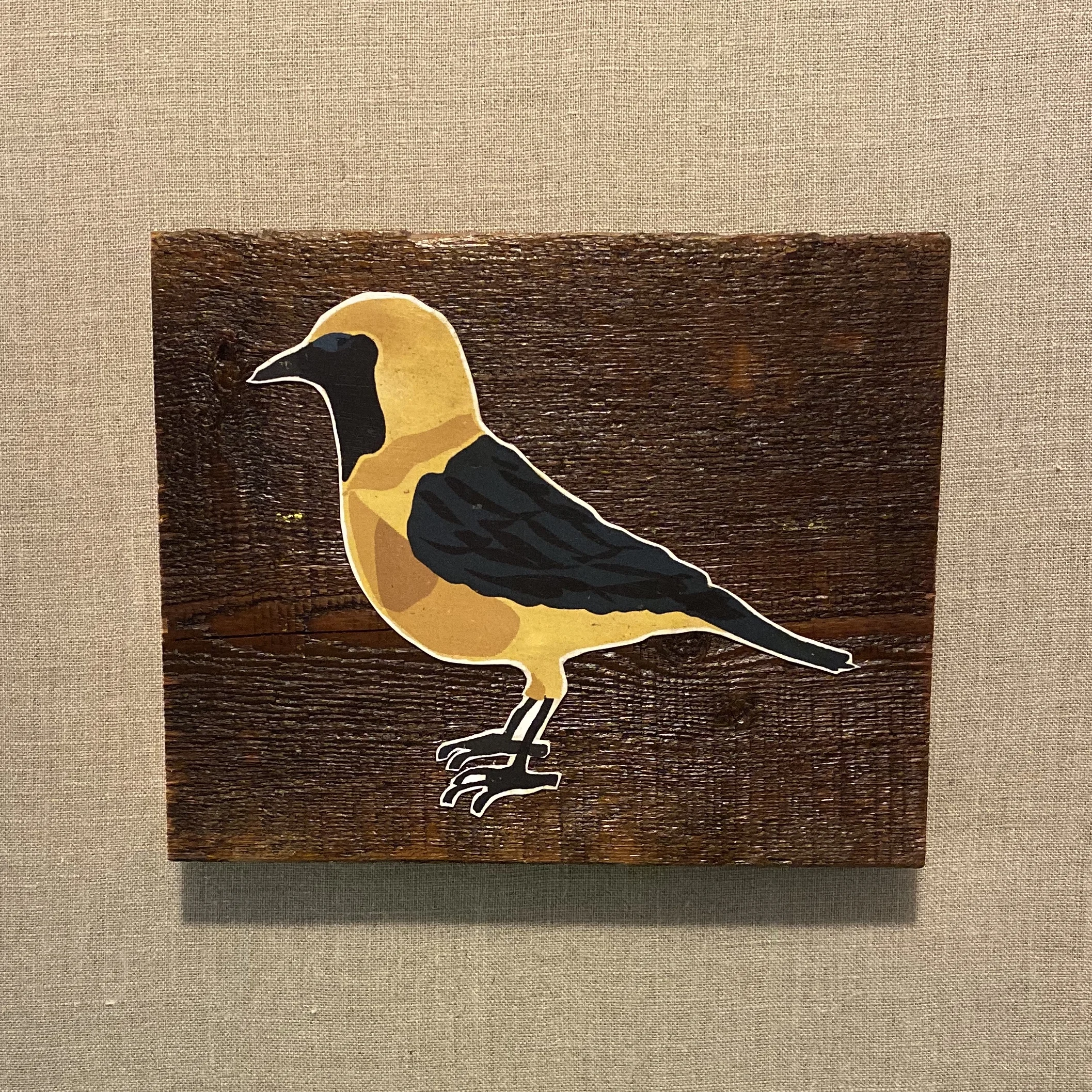 crow bird wood print