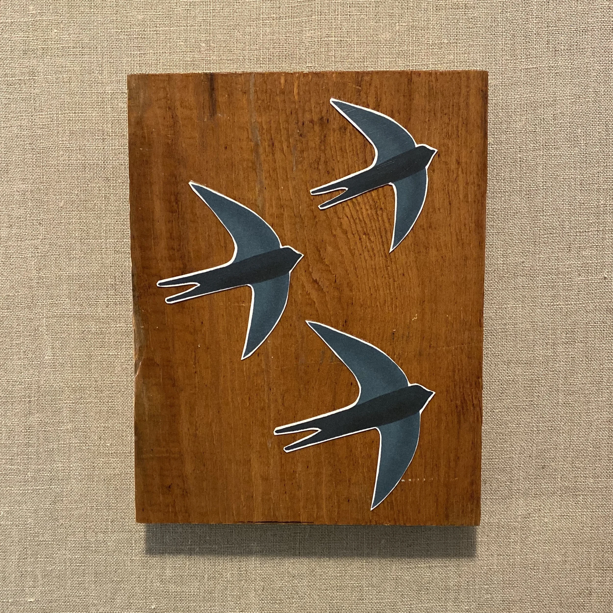 swallows bird wood print