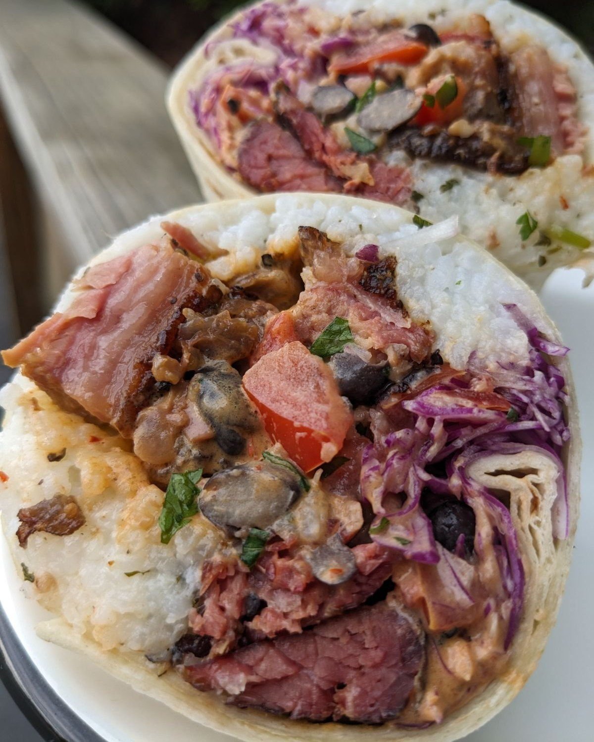 Ask for a Smokehouse burrito and you shall receive a Smokehouse burrito...

WEDNESDAY (4/24) SMOKEHOUSE SPECIAL
ALL DAY- - -  Burnt Ends Burrito, chipotle crema, black bean pico, shaved cabbage, cilantro lime rice.
Burnt ends are limited, once we run