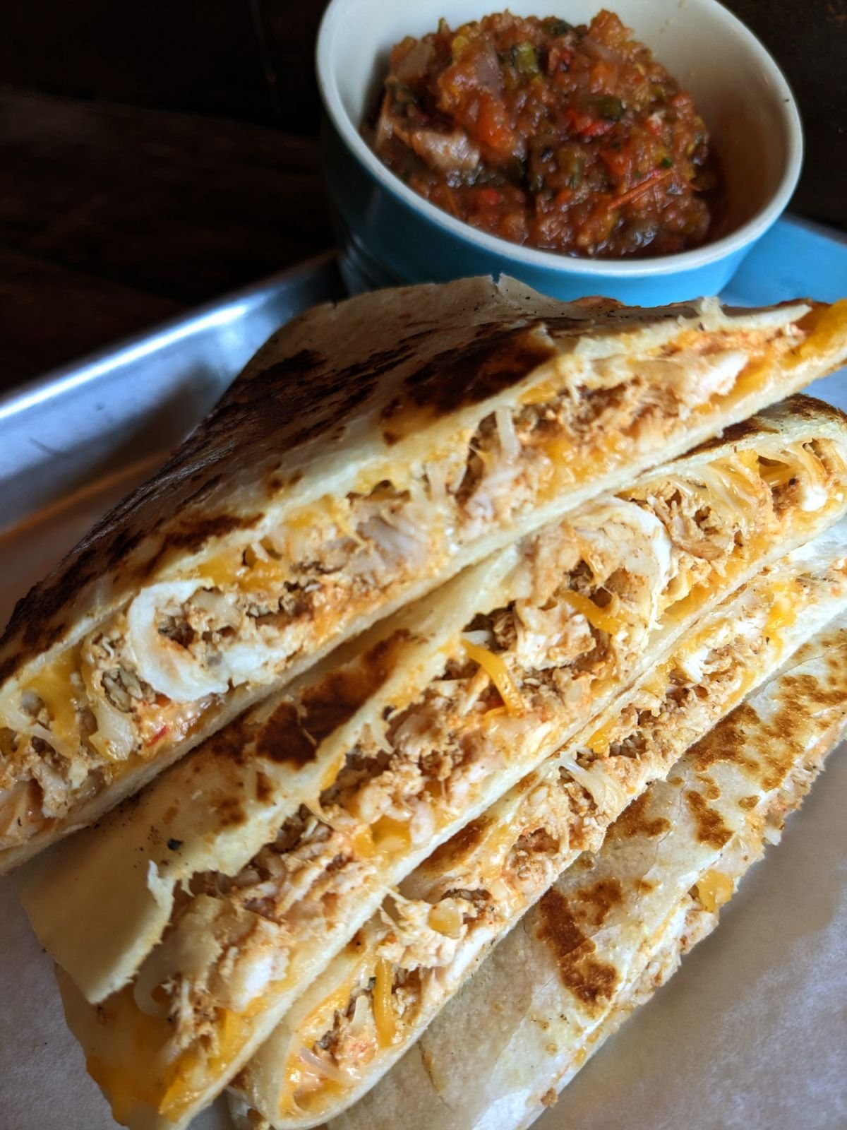 MONDAY (4/29) SMOKEHOUSE SPECIAL
ALL DAY- - - Smoked chicken quesadilla, cheddar jack cheese, chipotle crema, served with salsa roja

#smokemeateveryday #weeklyspecials #AlamanceNC #SmokeEverything #southernfoodie