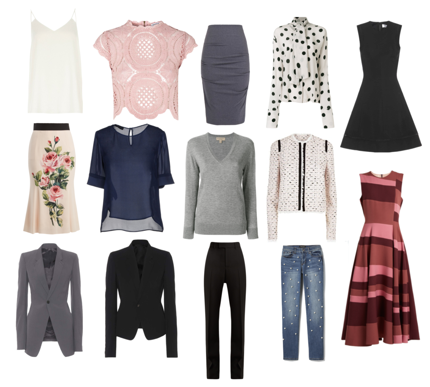 Can you suggest a 10 piece clothing capsule for a business casual office for a year-round Southern California climate?