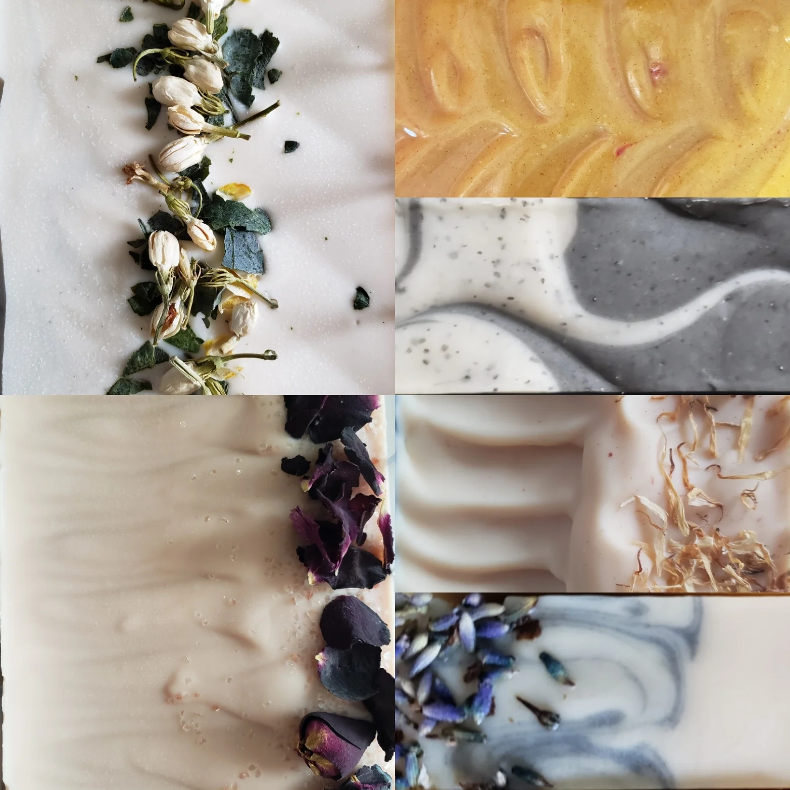 Clockwise from Top Left: Neroli-Lime & Balsam, Lemongrass & Ginger, Star Aniseseed, May Chang Orange, Bulgarian Lavender, and Cardamom (Rose) Geranium.