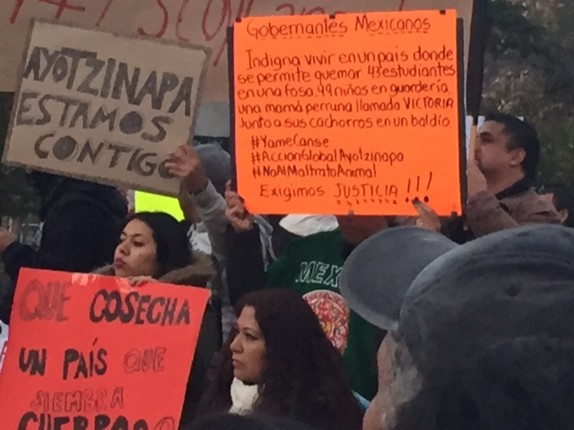 A NYC Protest against the Mexican Government for the 43 missing, and presumed murdered, students from Ayotzinapa School in Mexico.