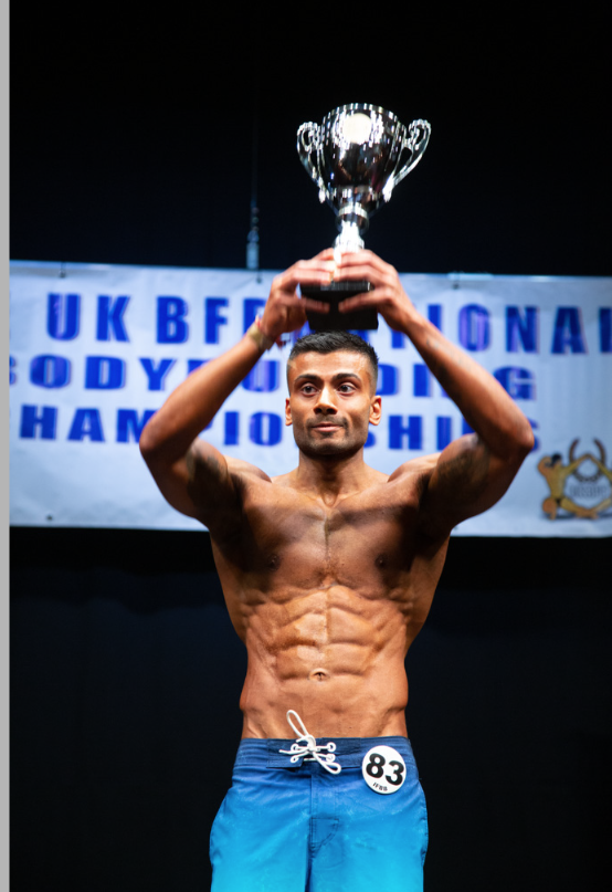 Kishan Patel celebrates winning the UK Nationals.