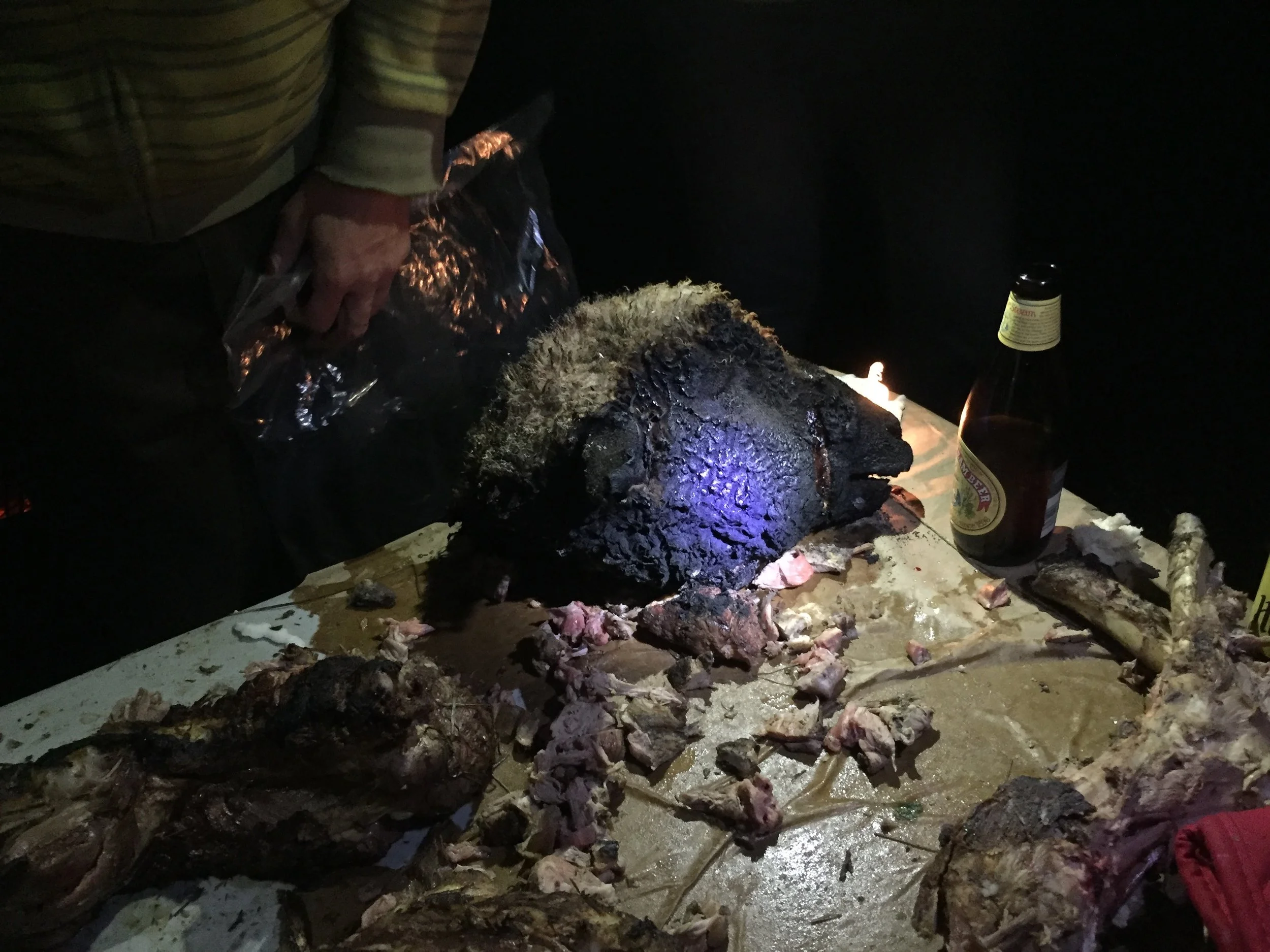 Performance - Table of meat with head.JPG