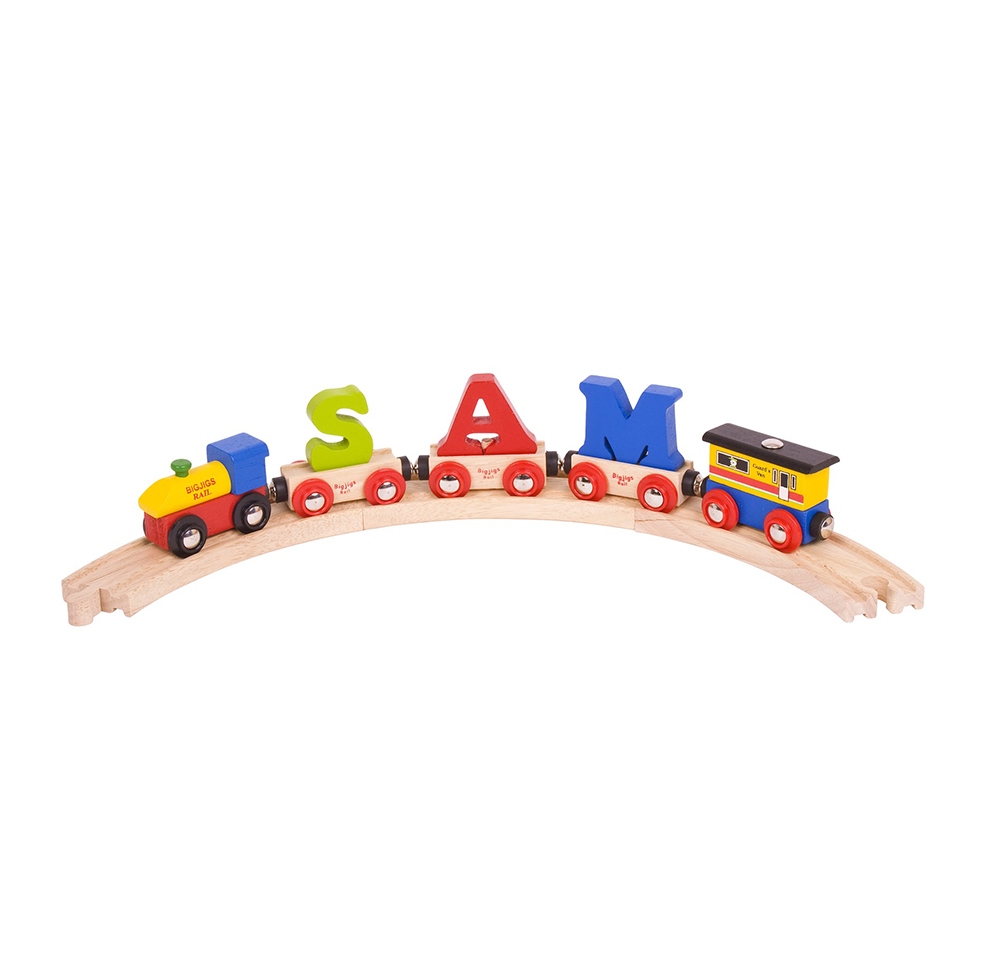 Children's wooden traditional personalised brightly coloured name train