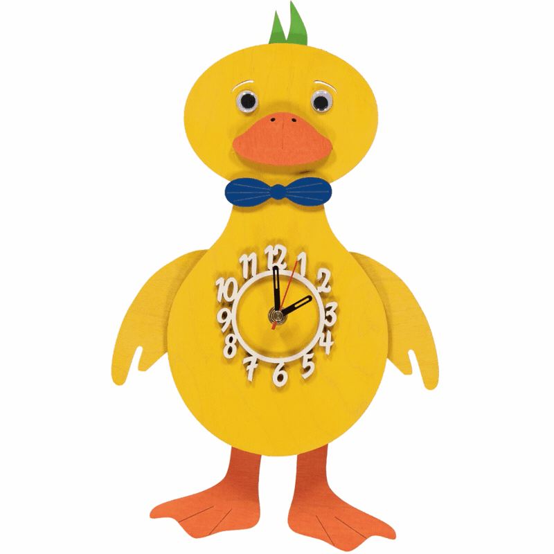 Little Timbers handmade yellow duck hanging wall pendulum clock